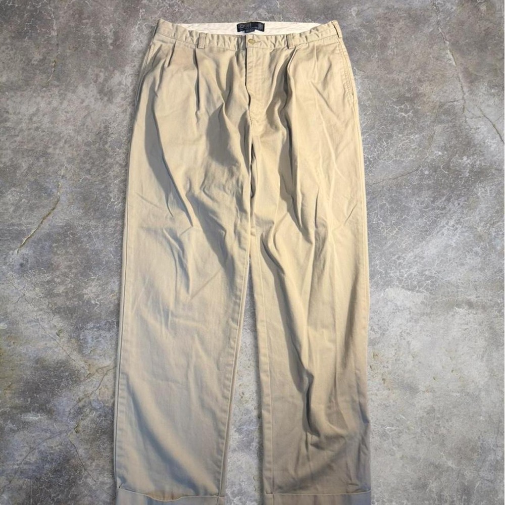 Polo Ralph Lauren Hammond Pant Tan Chino Pleated Cuffed Mens 38x32 Pants